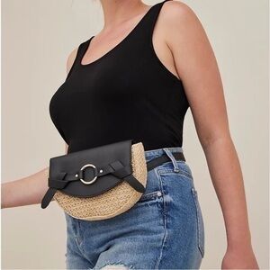 Torrid black raffia belt bag